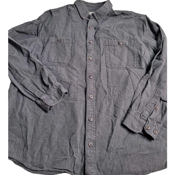 2711 Duluth Trading Co. Gray 100% Cotton Flannel LS‎ Button Down 2XLT - Picture 1 of 5